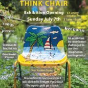 A poster for the Studio 36 exhibition launch for THINK CHAIR