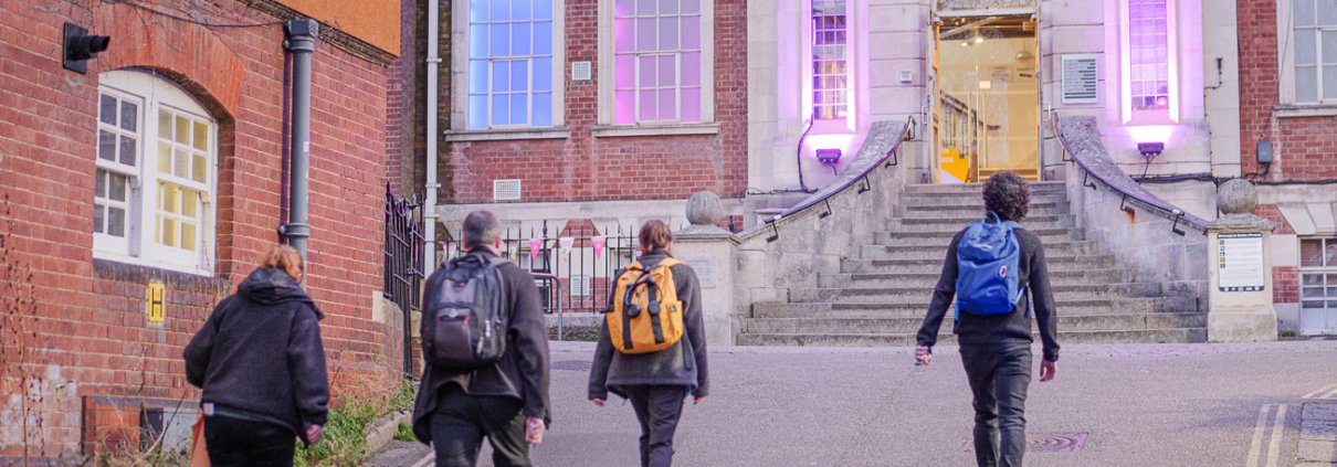 People walking up to the Exeter Phoenix arts centre.