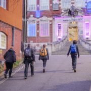 People walking up to the Exeter Phoenix arts centre.